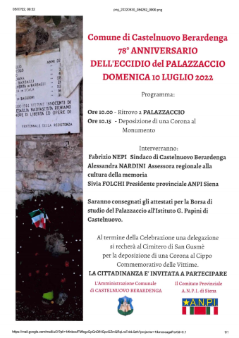 Domenica Castelnuovo ricorda l’eccidio del Palazzaccio del 1944 