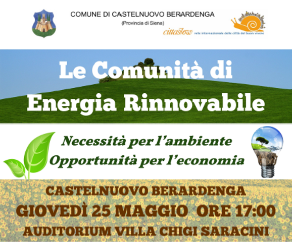 A Castelnuovo Berardenga si parla di comunità di energia rinnovabile (25 maggio)